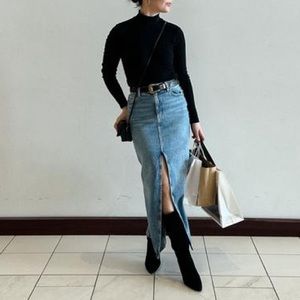 Denim Skirt Long Sz S